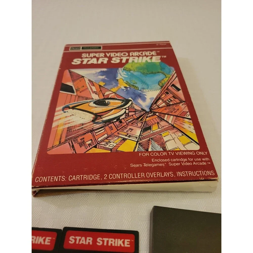 Star Strike Sears Tele Games  Intellivision CIB Complete w Overlays Damaged Box